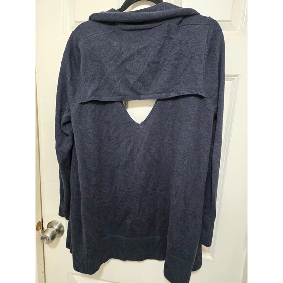 Cabi Open-Back Knit Boho Sweater Dark Navy Blue L Women's - Picture 3 of 9
